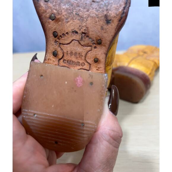 Arango Western Cowboy Yellow Alligator Pointed Toe Kids Boots Size USA 13 Mex 20 - Picture 5 of 9